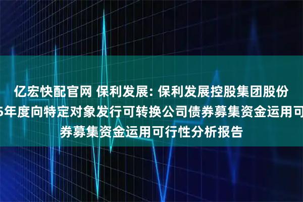 亿宏快配官网 保利发展: 保利发展控股集团股份有限公司2025年度向特定对象发行可转换公司债券募集资金运用可行性分析报告